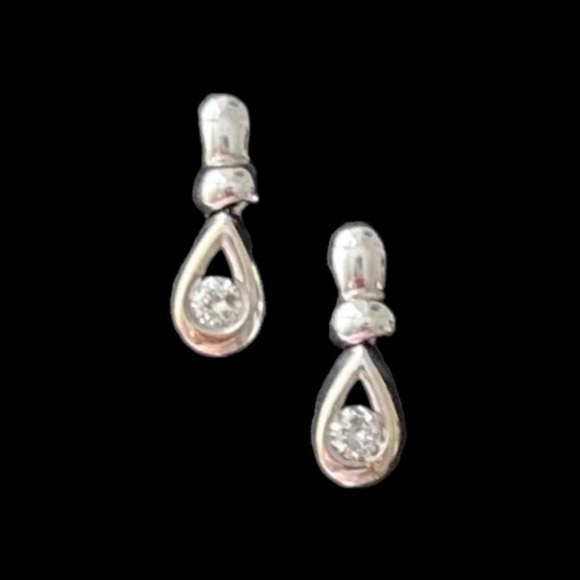 Jewelry - Sterling Silver Diamond Teardrop Earrings